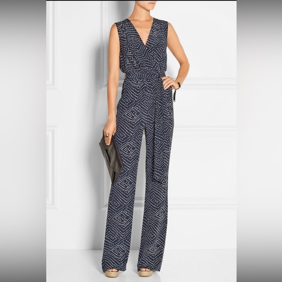 Diane Von Furstenberg Pants - Diane von Furstenberg DVF Eva Batik Print Sleeveless Jumpsuit silk size 6